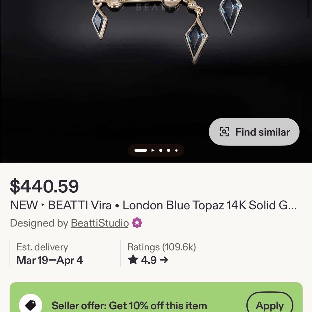 White Gold Blue Topaz Beatti Vira Double Barbell Internally Threaded Earring White Gold Blue Topaz Beatti Vira Double Barbell Internally Threaded Earring